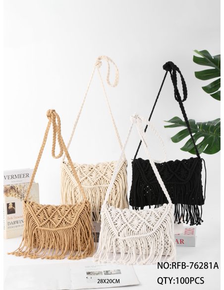 Makramee-Umhängetasche mit Fransen