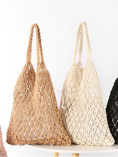Bolso tote de red macramé
