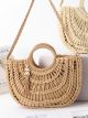 Bolso de rafia semicircular con asa redonda