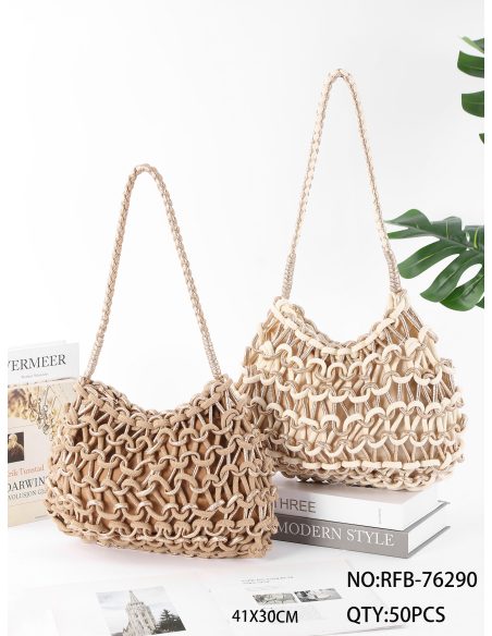 Bolso hobo de macramé metalizada estilo boho