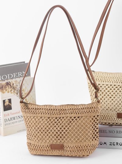 Bolso bandolera calado de rafia