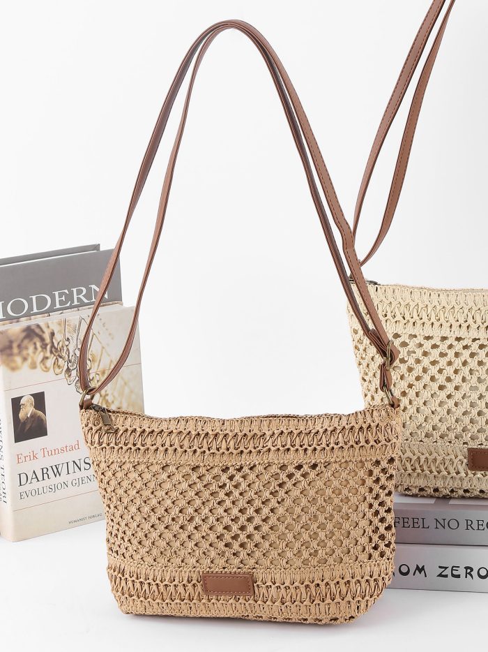 Bolso bandolera calado de rafia