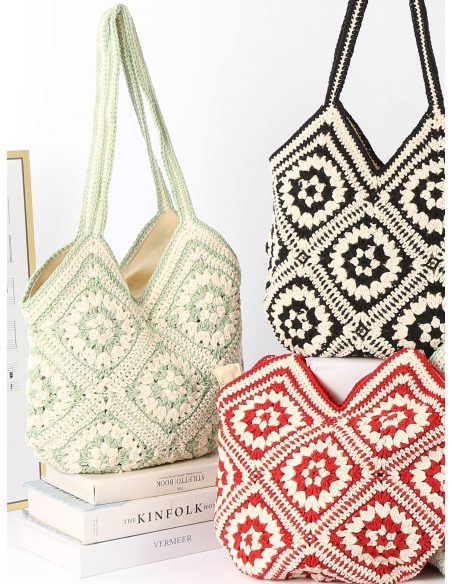 Bolso tote de crochet patchwork