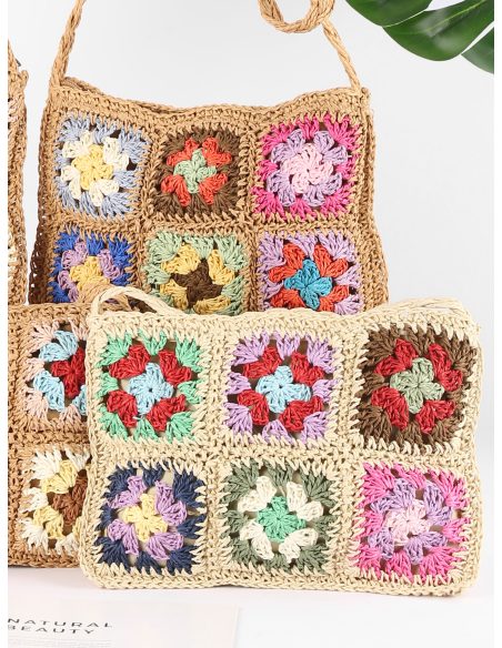 Bolso bandolera de crochet granny multicolor