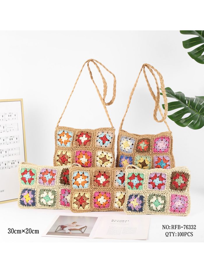 Bolso bandolera de crochet granny multicolor