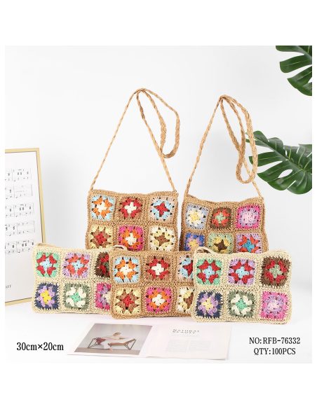 Bolso bandolera de crochet granny multicolor