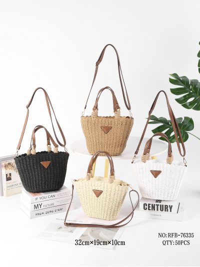 Bolso mini capazo de rafia con bandolera 2