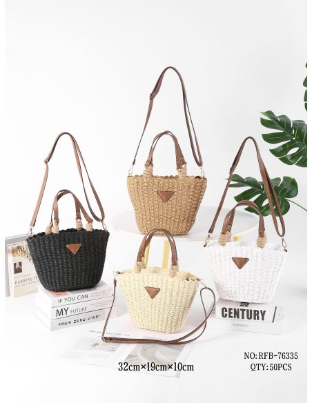 Bolso mini capazo de rafia con bandolera