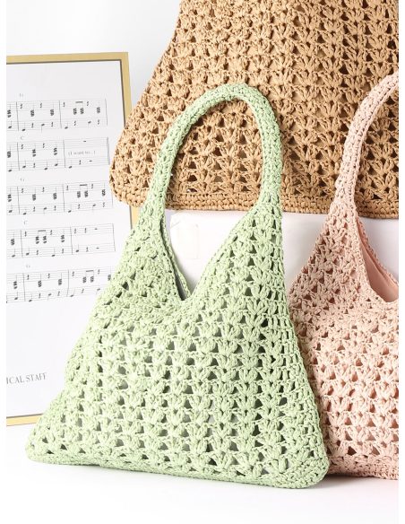 Bolso shopper calado de rafia