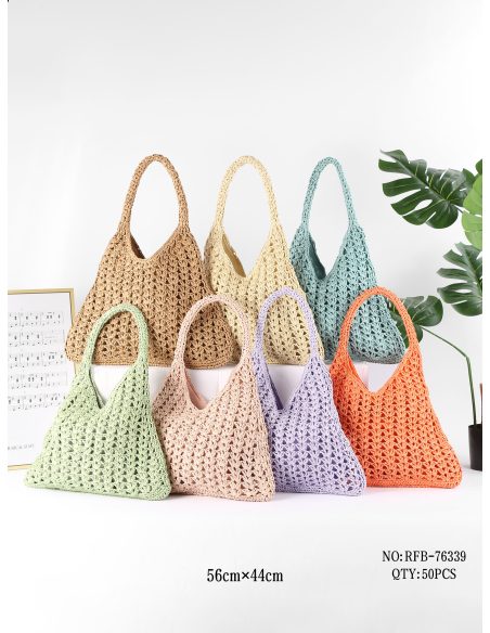 Bolso shopper calado de rafia