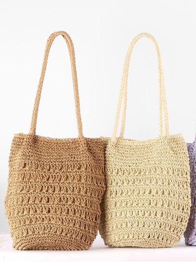 Bolso de hombro calado de rafia