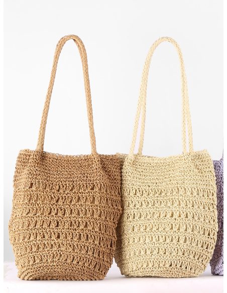 Borsa a tracolla traforata in rafia