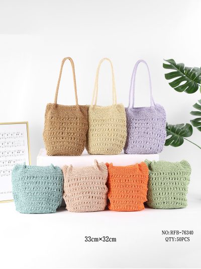 Bolso de hombro calado de rafia 2