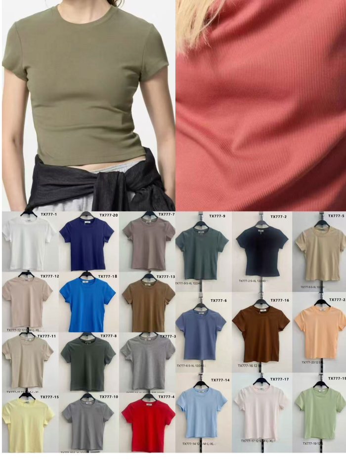 Maglietta basic a coste | JS-TX777 | B2B | Esbeautiful