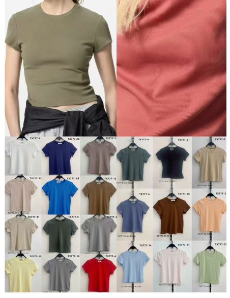 Maglietta basic a coste | JS-TX777 | B2B | Esbeautiful