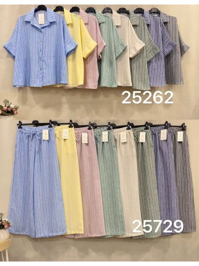 Conjunto rayas: camisa amplia y pantalón 2