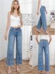 Jeans wide leg bordado geométrico