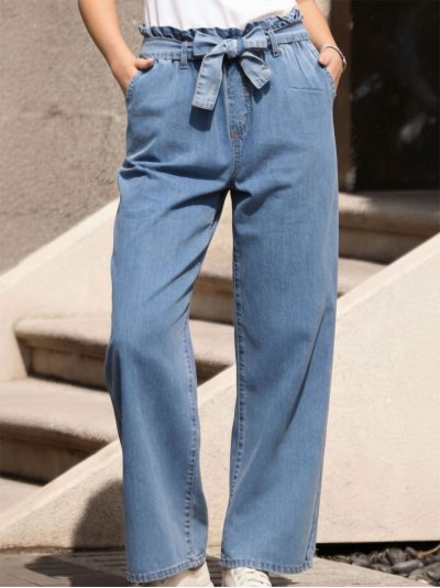 Jeans recto cintura paperbag