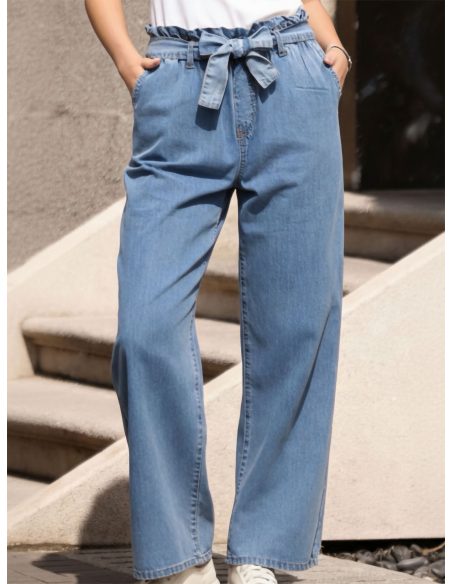 Jeans dritti con vita a sacchetto