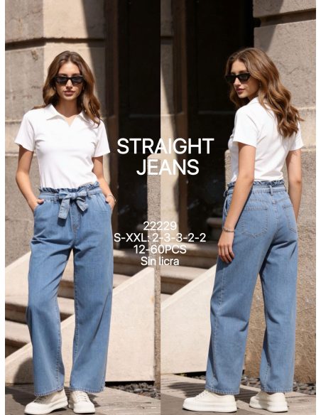 Jeans dritti con vita a sacchetto