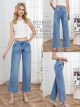 Jeans wide leg bajo desflecado