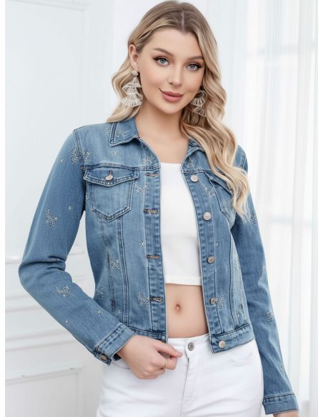 Bestickte Jeansjacke