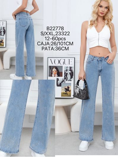 Jeans wide leg estrellas con tachuelas 2