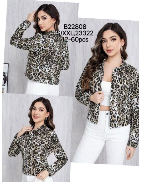 Leopard print denim jacket