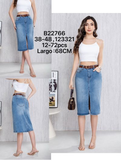 Falda denim midi abertura con cinturón 2