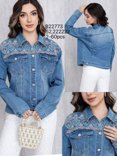 Chaqueta denim bordada tallas grandes 2