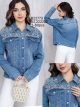 Plus-size embroidered denim jacket
