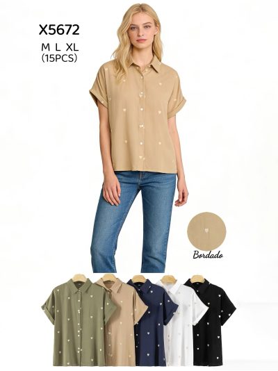 Camisa bordada mini corazones 2