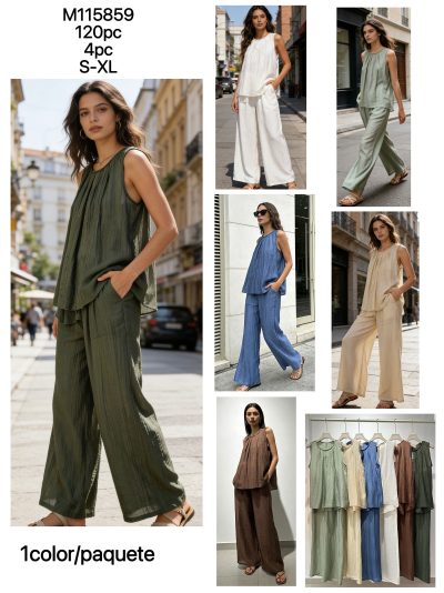 Zweiteiliges Set in Knitteroptik: Top und Hose 2