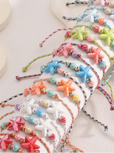 Pack 24 pulseras ajustables estrella marina con expositor 2