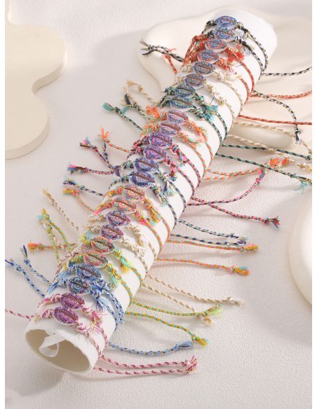 Set of 24 adjustable boho shell bracelets with display stand