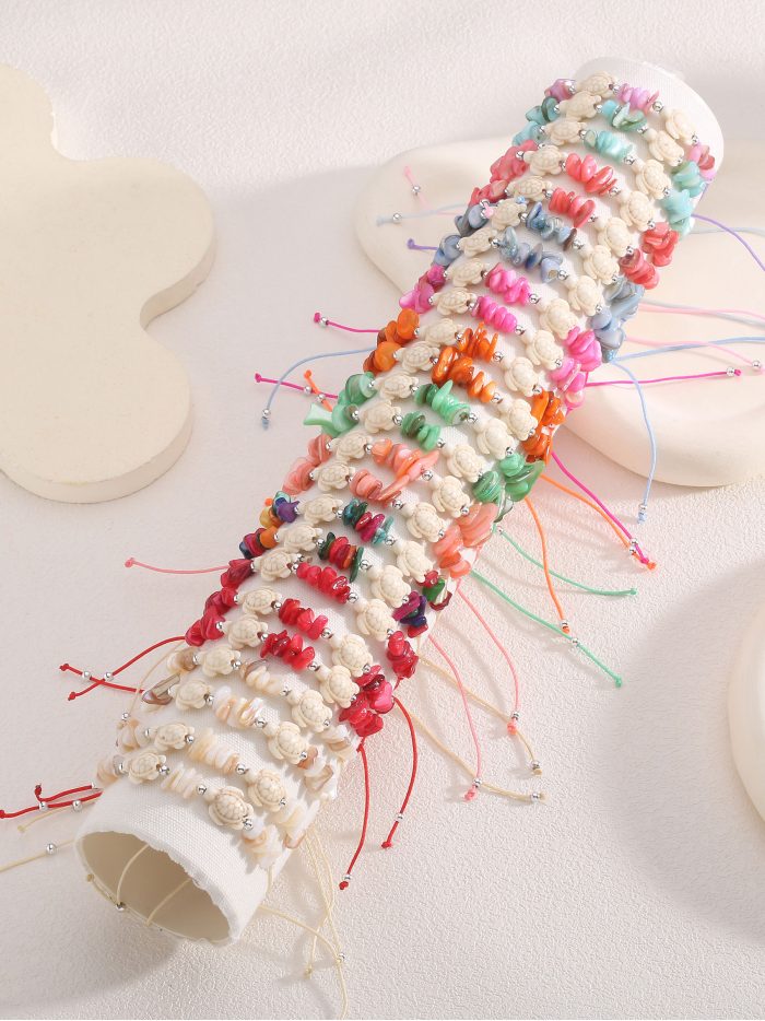 Set di 24 braccialetti regolabili tartaruga marina con espositore