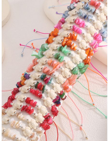 Set di 24 braccialetti regolabili tartaruga marina con espositore