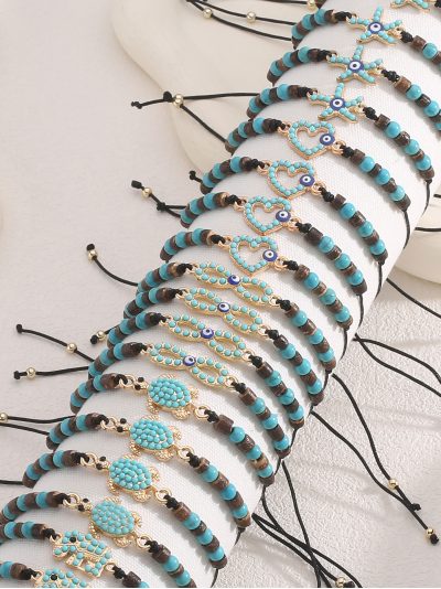 Pack 24 pulseras ajustables ojo turco con expositor 2