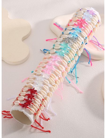 Set di 24 braccialetti regolabili conchiglie e stelle effetto cristallo con espositore