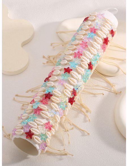 Pack 24 pulseras ajustables conchas y estrellas tropical con expositor