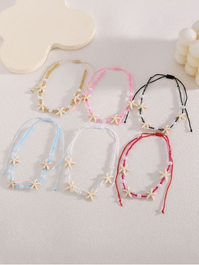 Pack 12 tobilleras ajustables estrella marina