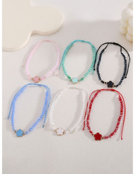 Set di 12 cavigliere regolabili trifoglio effetto cristallo