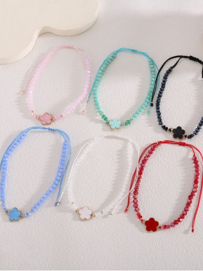 Pack 12 tobilleras ajustables trébol efecto cristal 2