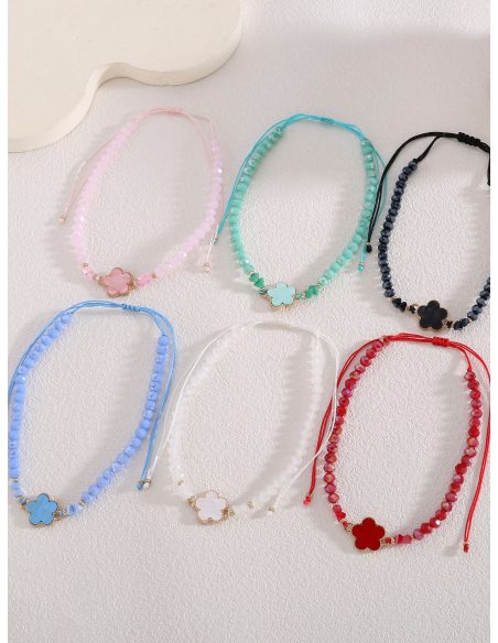 Set di 12 cavigliere regolabili trifoglio effetto cristallo