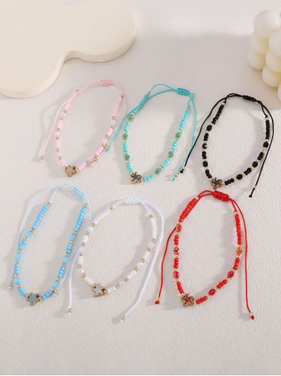 Pack 12 tobilleras ajustables estrella marina dorada