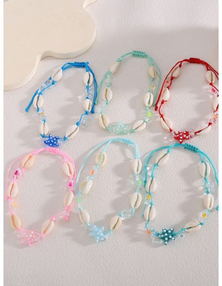 Pack 12 tornozeleiras ajustáveis conchas e estrela de resina