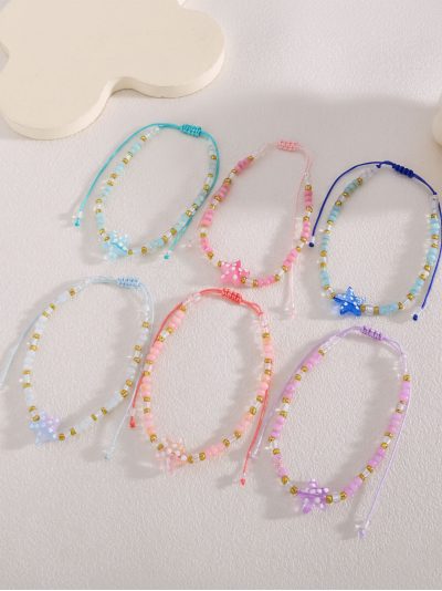 Pack 12 tobilleras ajustables estrella marina pastel