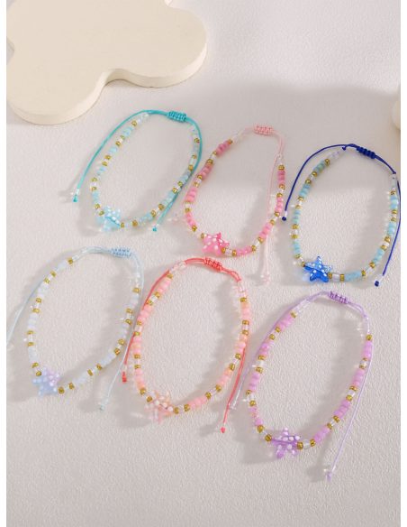 Pack 12 tobilleras ajustables estrella marina pastel