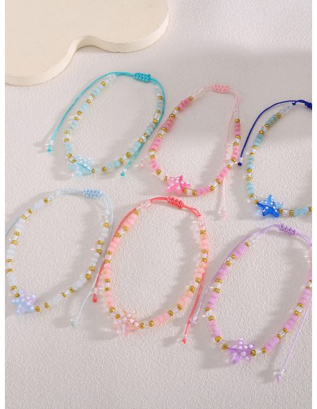 Pack 12 tobilleras ajustables estrella marina pastel
