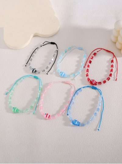 Pack 12 tobilleras ajustables pez efecto cristal